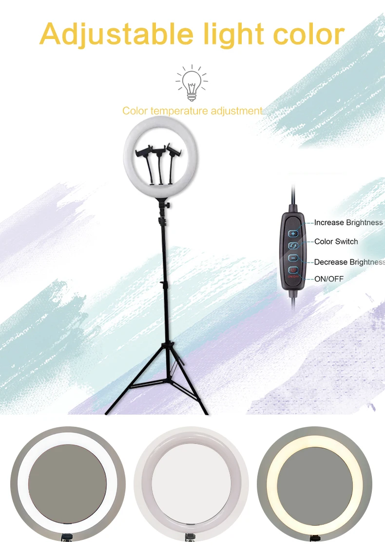  Live streaming vlogging kit 12inch ring light with tripod stand mobile phones make up video live webcast
