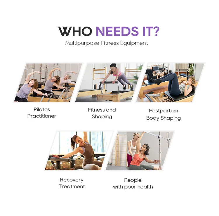 High Strength Wood Pilates Space Saving Maple Oak Wood Yoga Foldable Pilates Reformer Bed Machine For Pilates Studio