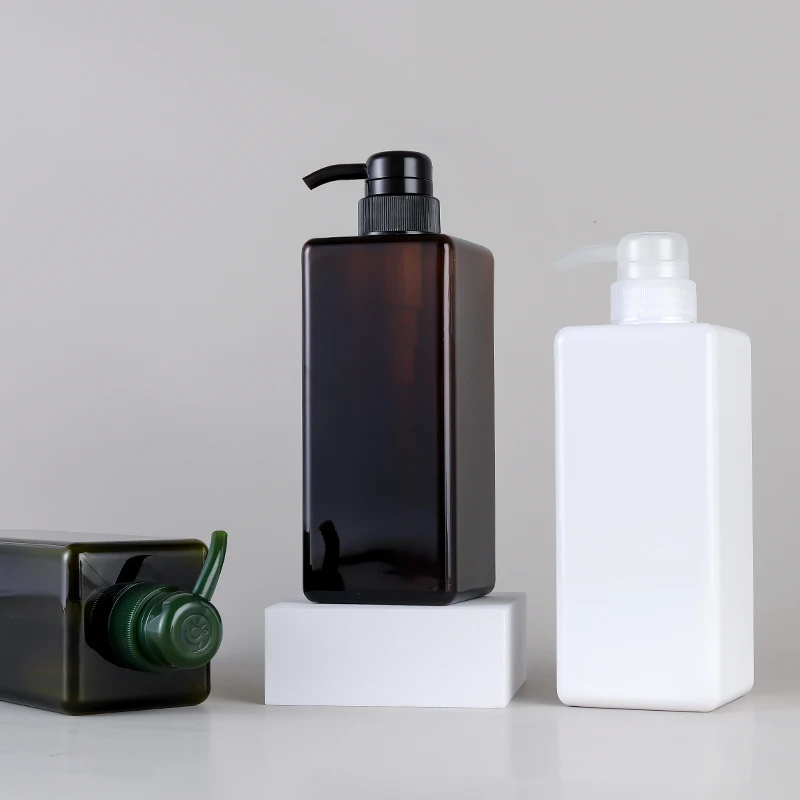 450ml Green Lotion Pump Cosmetics Biodegradable Square Shampoo Bottles Dispenser Liquid Soap Packaging Plastic Shampoo Bottle