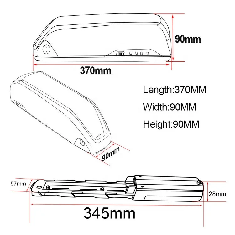
rechargeable down tube 36v 10ah li ion electric bicycle 36 volt 15ah ebike lithium battery pack 