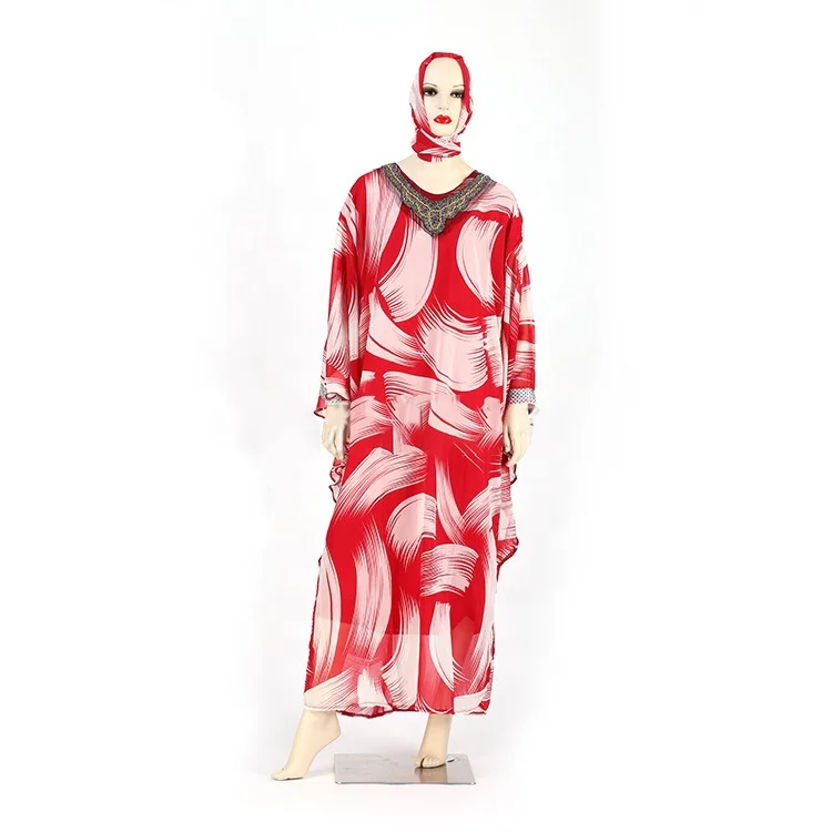 Original design cross boarder fashion African ethnic style large size suit lady long dress with headscarf