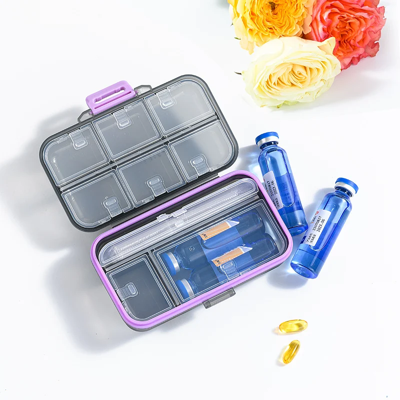 Upgraded version durable plastic portable pill medical box small PP tablet organizer case box