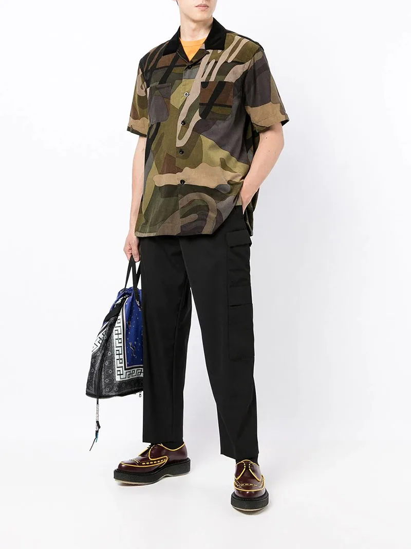 Nange clothing summer oem cuba classic old school streetwear beachwear short sleeve casual abstract fabric men brand name shirts