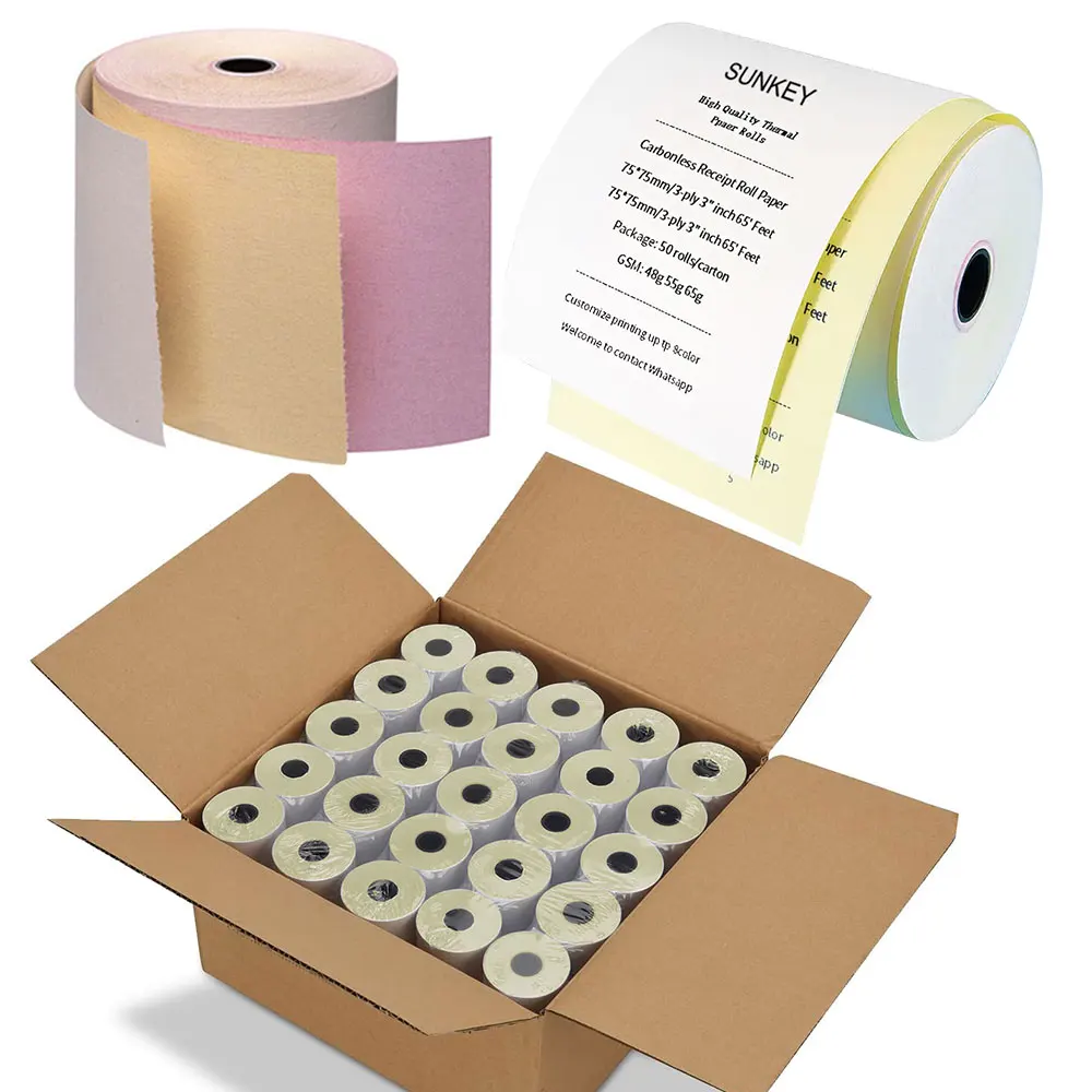 2 3 Ply Carbonless Paper Bill Invoice Receipt NCR Order Cash Check Duplicate Copying Roll for Retailer Business Bank Restaurant
