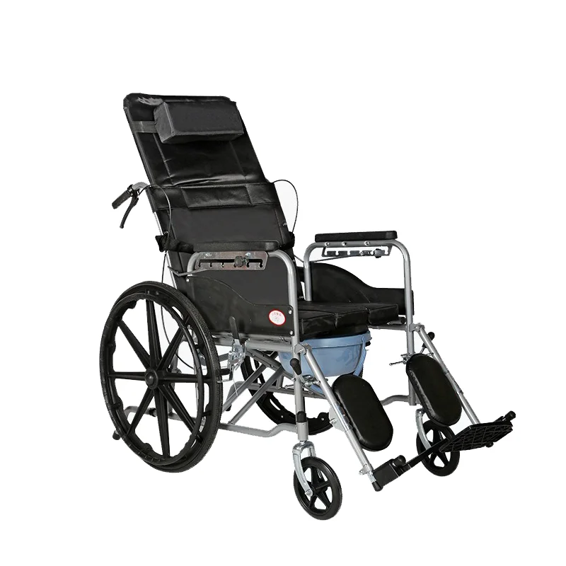 Wholesale Hot Sale Thickened Steel Wheelchair Folding Portable Toilet For Elderly Medical Handicap Patients Wheeled Chair