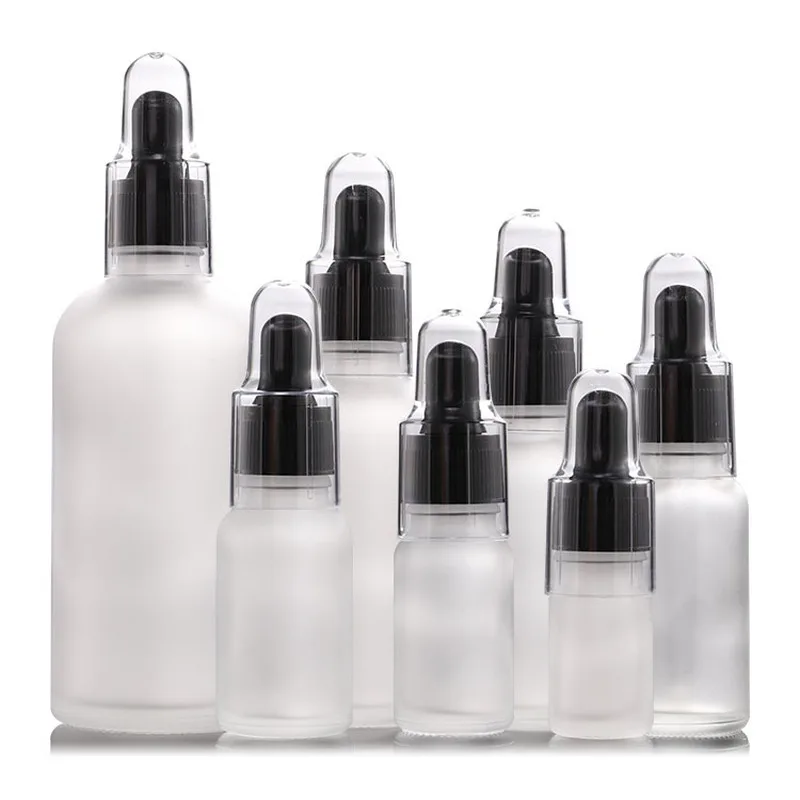 
5ml-100ml Transparent Frosted Dropper Glass Aromatherapy Liquid for Essential Massage Oil Pipette Refillable Bottles 