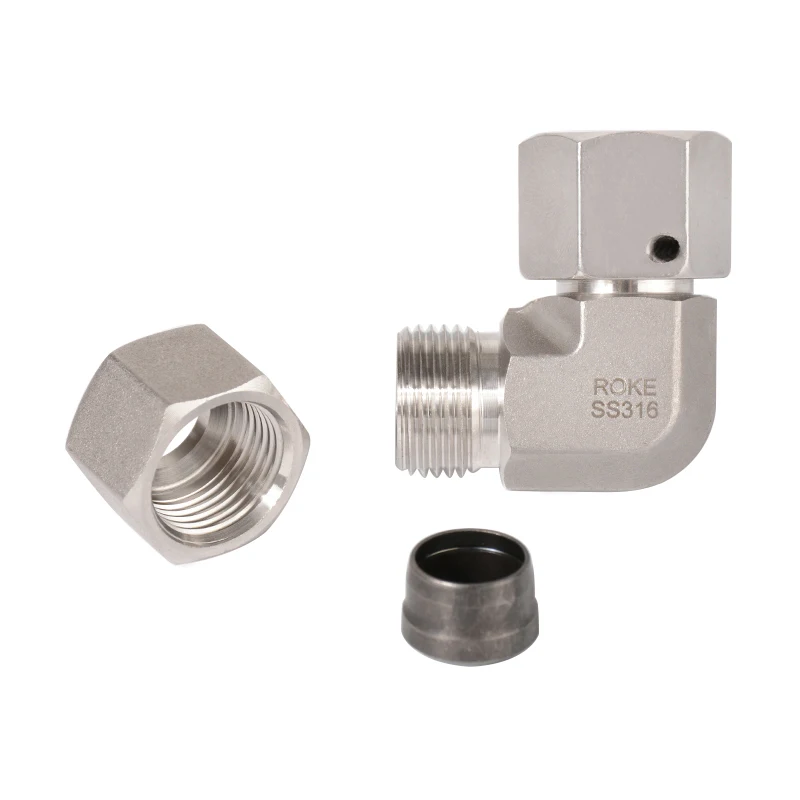 Stainless Steel DIN 2353/ ISO 8434.1 Light 6L-42L Bite Type Fitting Swivel Elbow Hydraulic Tube Fitting