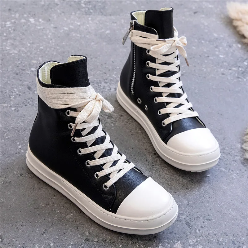 Женские высокие кроссовки из натуральной кожи, новинка 2020, Женская парусиновая обувь, Дамская обувь для тренировок, обувь с вулканизированной подошвой
