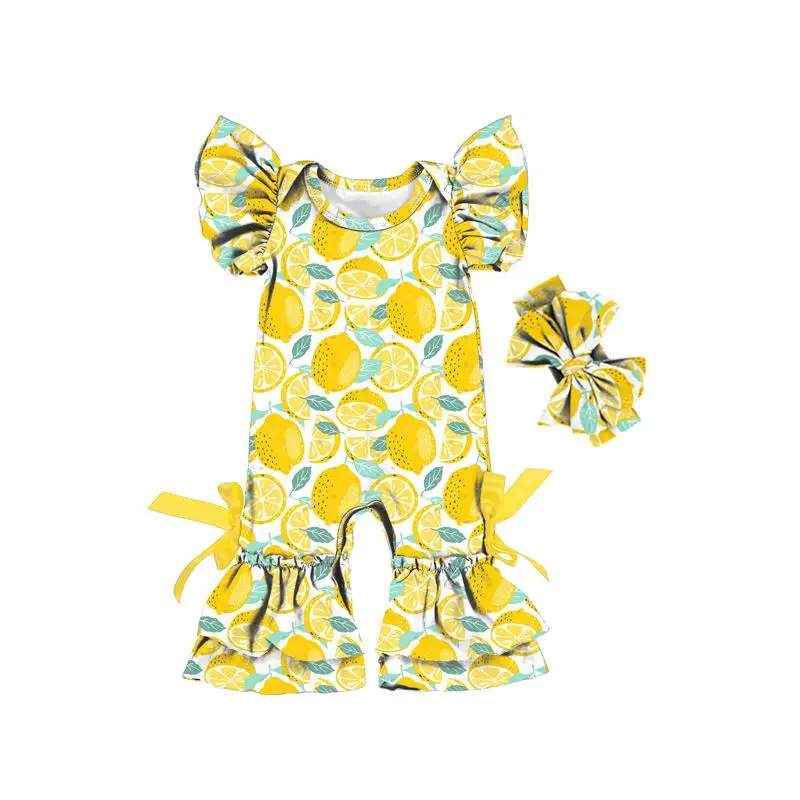
One Piece Jumpsuit Wholesale Baby Printing Knitted Cute Lemon Pattern Romper 