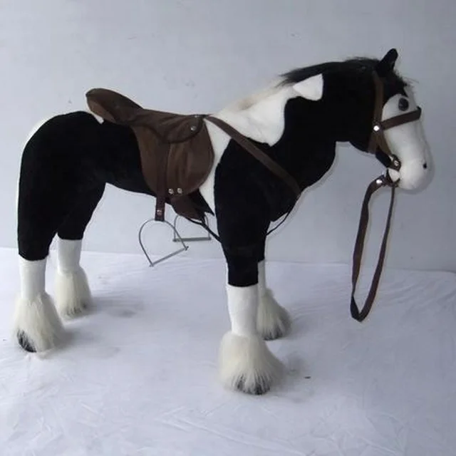 NEW plush standing brown horse plush ride on horse toy