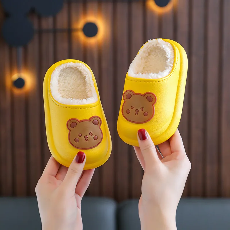 Autumn and Winter Children Plush Slippers Cartoon Cute Middle and Big Children Home Shoes Baby Boys Girls Keep Warm Slipper