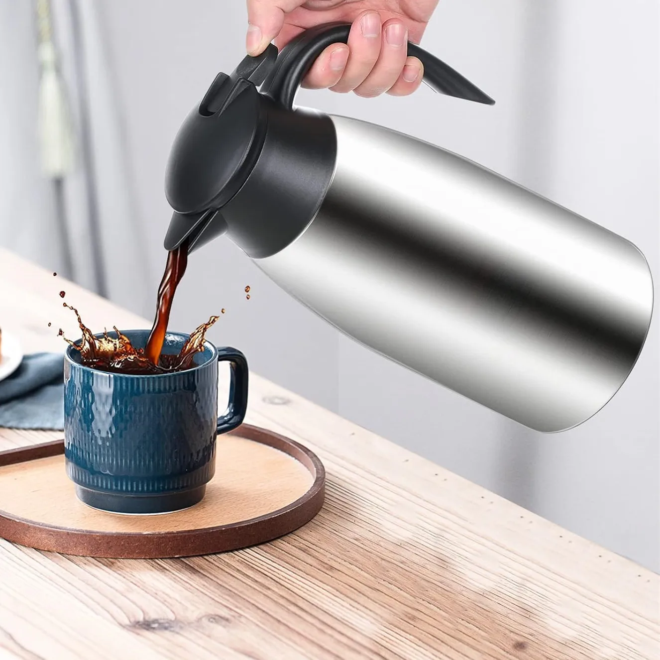 68oz Coffee Carafe Airpot Insulated Thermos Urn Stainless Steel Vacuum Thermal Pot Flask for Hot Beverage or cold drink