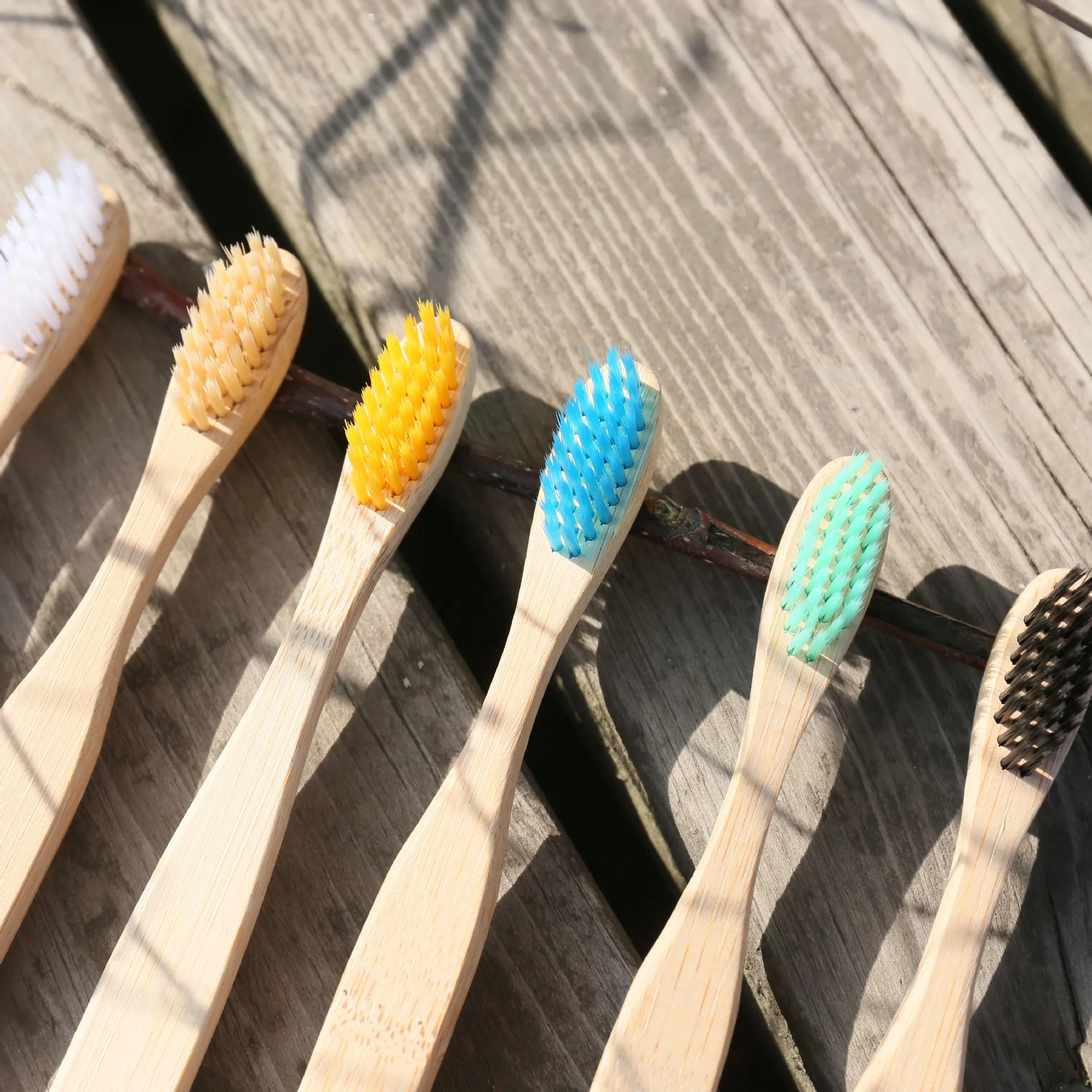 Wholesale 100% Natural Biodegradable Organic custom rainbow bamboo toothbrush kids with free sample