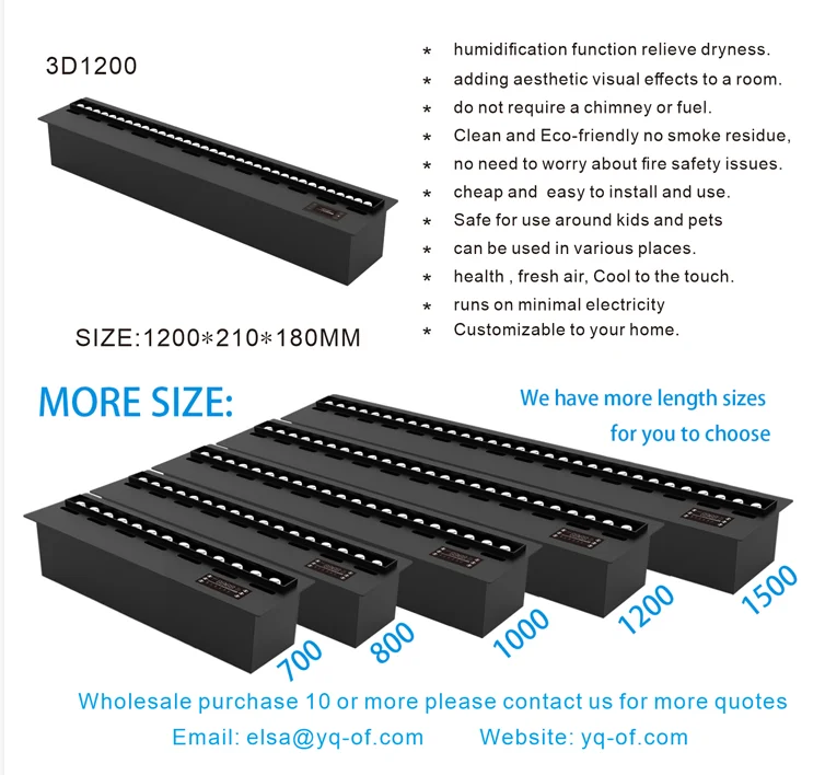 Atomizing Fireplace Intelligent Humidifier 700 MM Modern Decoration Embedded  3d Simulation Fire Steam Flame Home