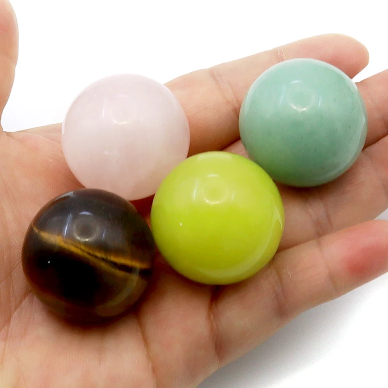 Wholesale Natural Healing Gemstone Ball 30mm Big Crystal Rose Quartz Jade Sphere Crystal Stones Charms For  Decoration