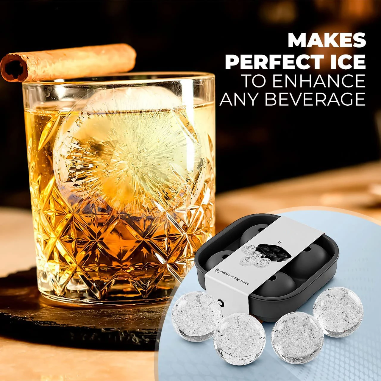 Wholesale Cusiom Bpa free food grade silicone Sphere Ice Cube Mold Non-stick Round Ice Cube Mold With Lid For Whiskey