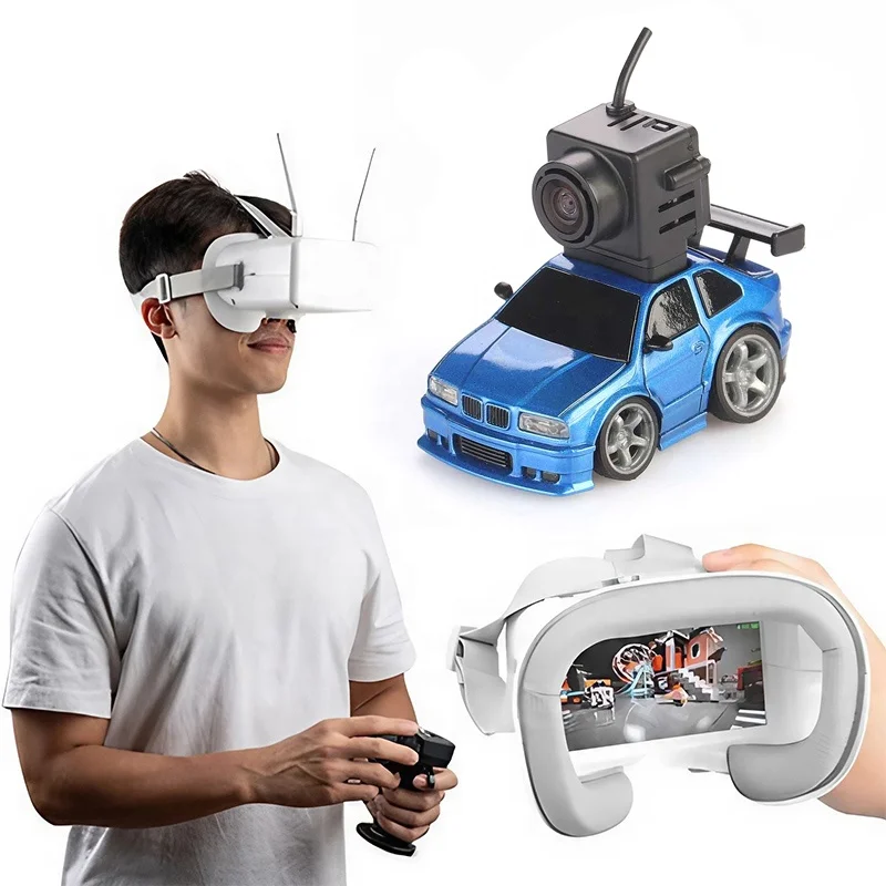 FMS FLUSH30 1 64 Scale RTR Miniature Immersive FPV Driving Magnetic Camera Goggles Mini RC Car with Camera Gift Toys