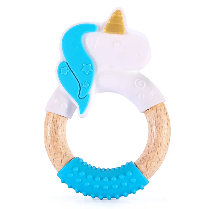 Wholesale Children Safe Shenzhen Wood Chew Ring Silicone Custom Kids Wooden Teether