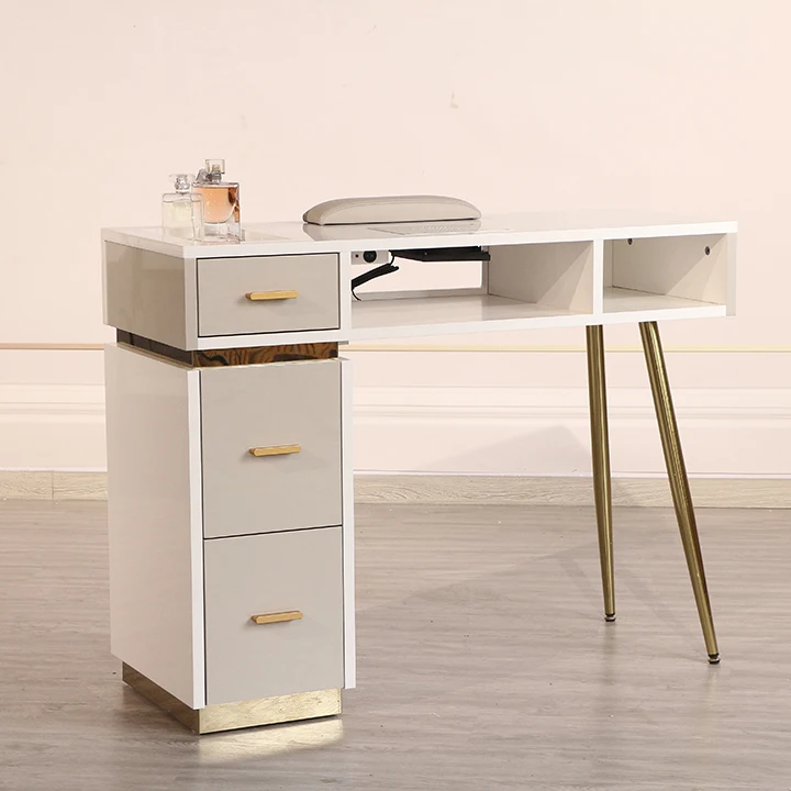 China beauty salon furniture luxury nail bar desk white manicure table nail desk with drawer