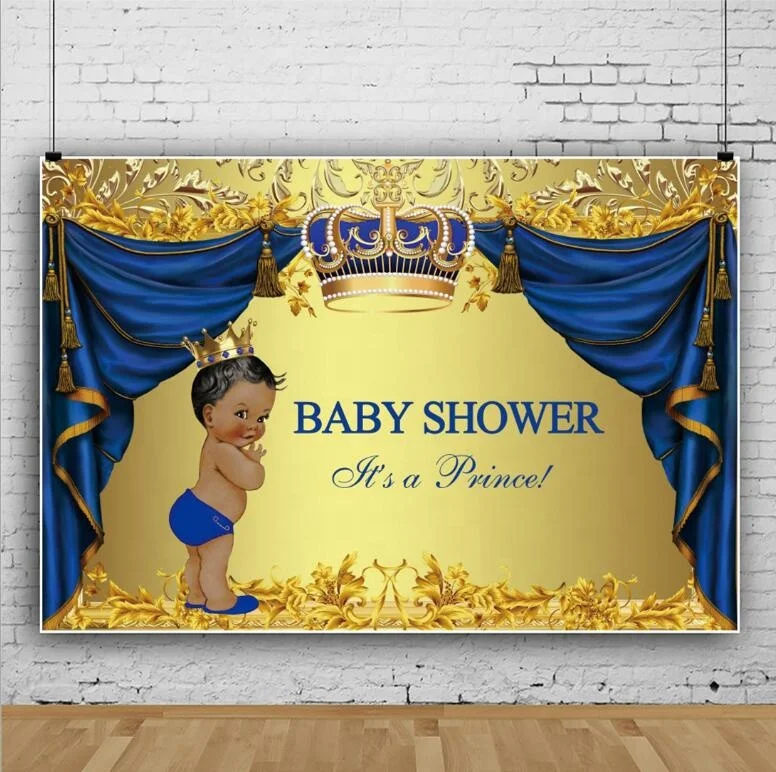 7x5ft   Royal Curtain Baby Shower Photography Background Vinyl Princess Baby Shower It's A Prince Banner Backdrops (62334463587)