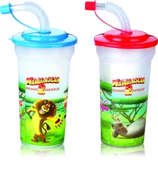 BPA Free Reusable Stackable Children plastic Drinking Tumbler cup with Lid and straw