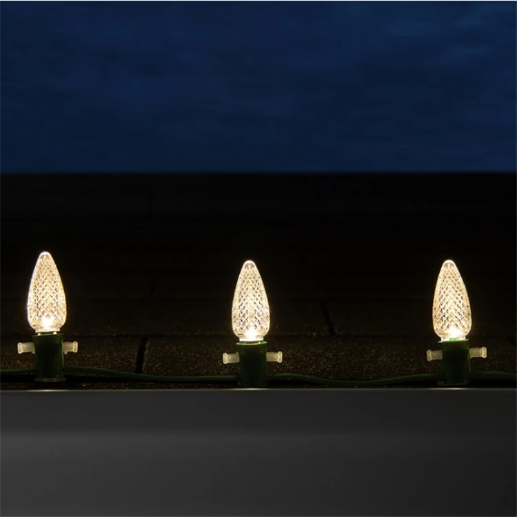 Высококачественные рождественские светодиодные лампы C9 с теплым белым светом, граненый пластиковый корпус, ударопрочный