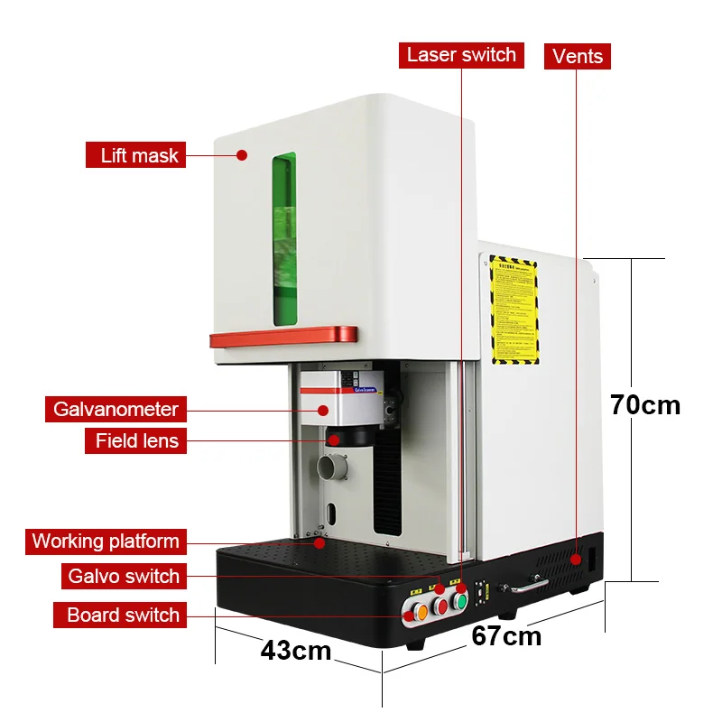 50W Raycus MAX JPT EM7 Enclosed Fiber Laser Marking Machine 20W 30W For Hardware Jewelry Metal Pulse Fiber Home Appliance Tool