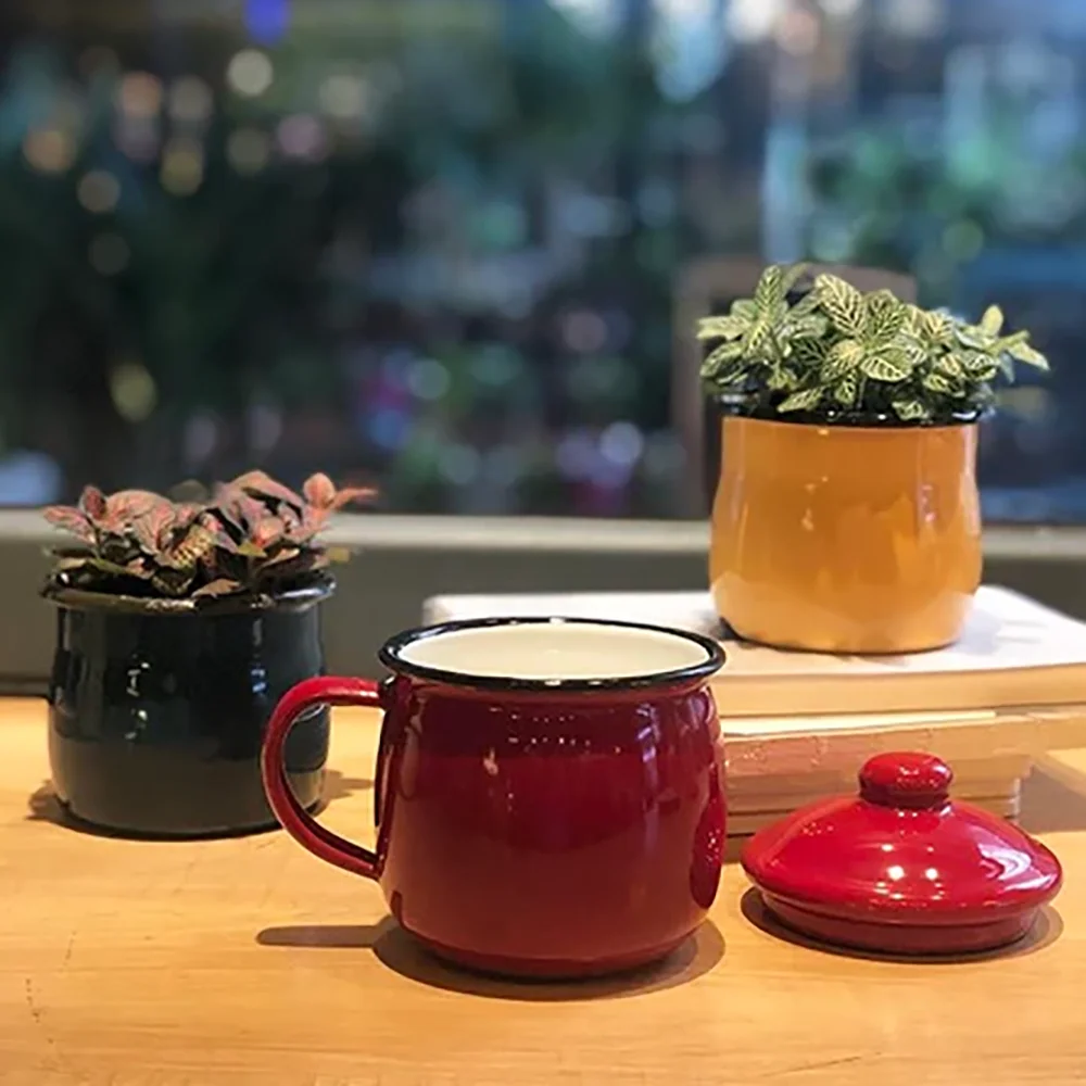 OEM novelty wholesale OEM DIY personalized logo bulk drum belly bellied custom enamel steel coffee cup mugs