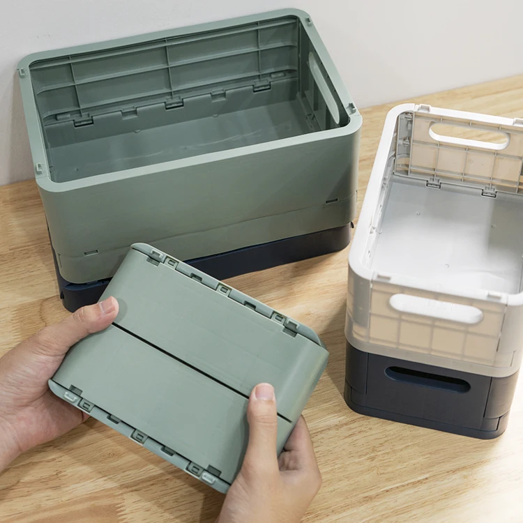 2022 wholesale customized folding organizer storage box foldable cosmetic Plastic Storage Box Collapsible Crate Container