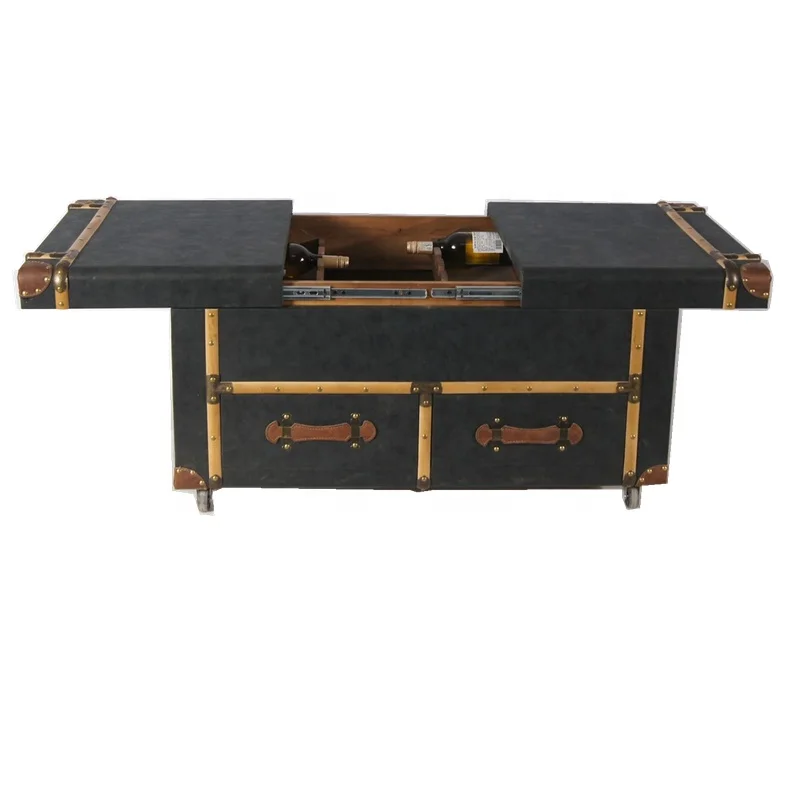 Hot Selling Home Storage Coffee Table With Wine Storage With Wheels Wooden Table Wine Cabinet