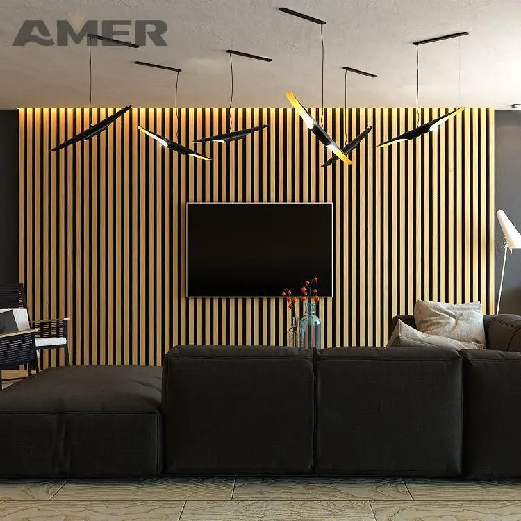 Производитель AMER OEM 600*2400 мм настенная панель из натурального дубового шпона акустическая деревянная стеновая