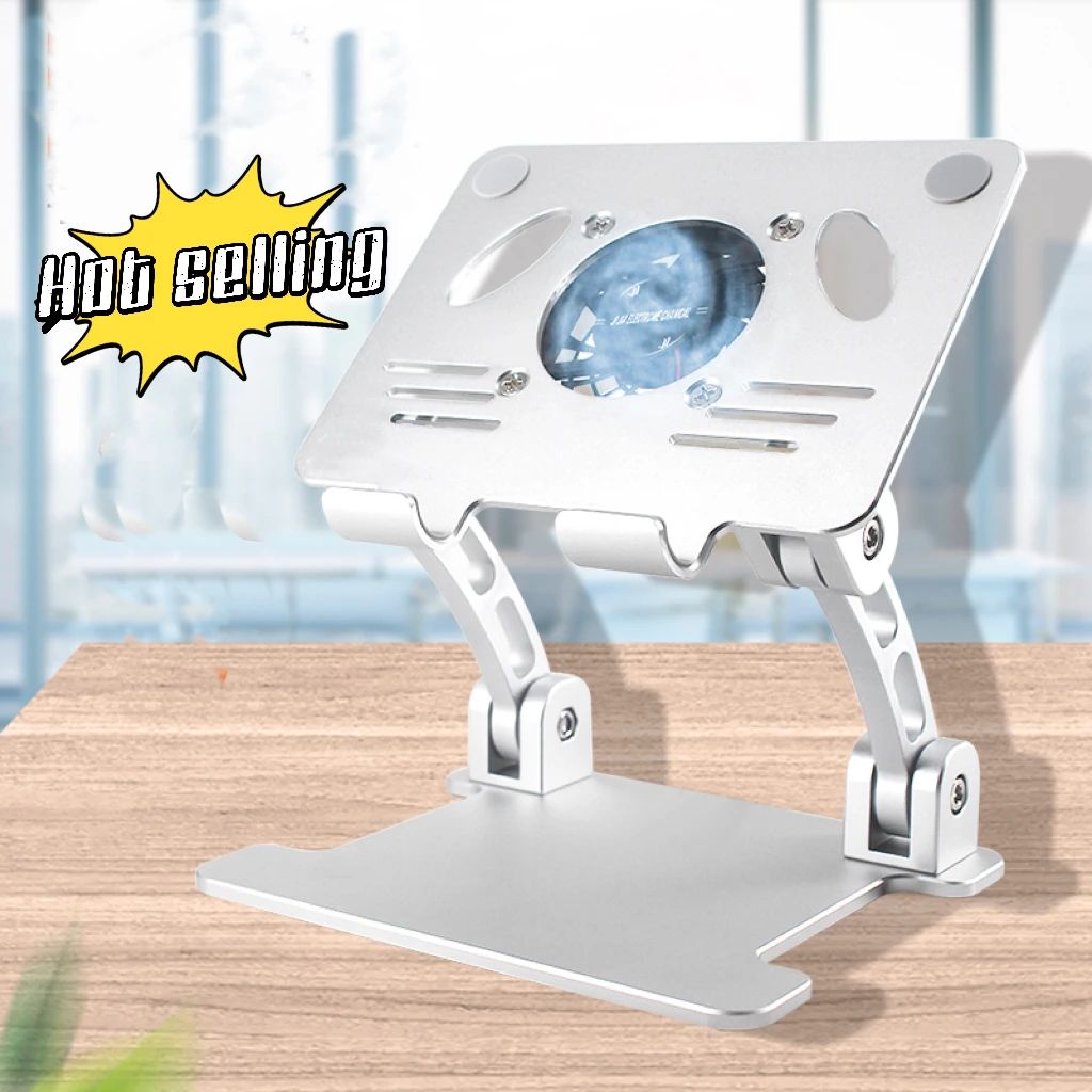 180 degree adjustable tablet stand aluminum fan cooling computer stand