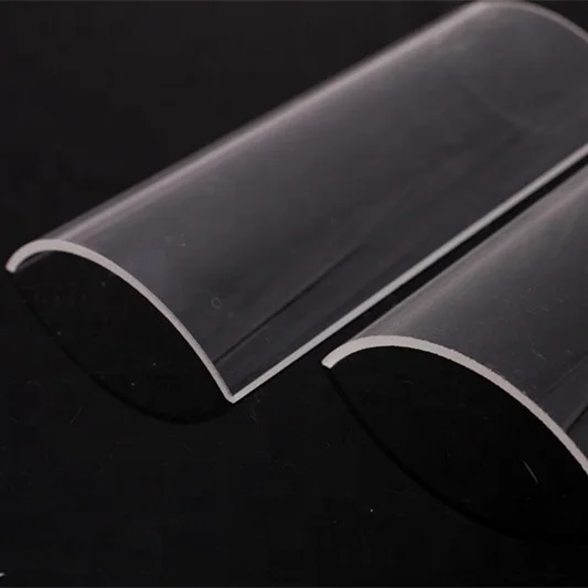 SUCCESS Transparent Curved Fused Quartz Glass Pane UV Curing Half Quartz Tubes