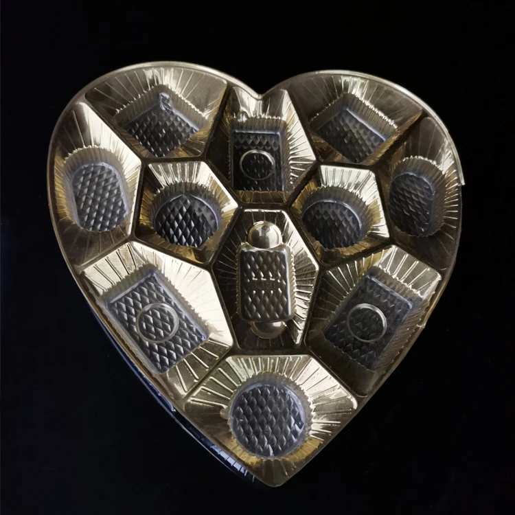 
Custom gold plate plastic tray packaging for chocolate with 15 cavities 