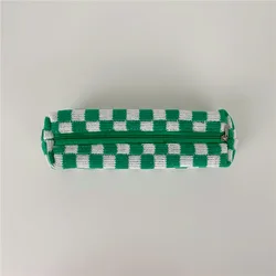 Student Checkered pen Bag College girls Pencil Case Cute plaid Square Shape Knitted Pencil Bags Tube Pencil Case Stationery Bag