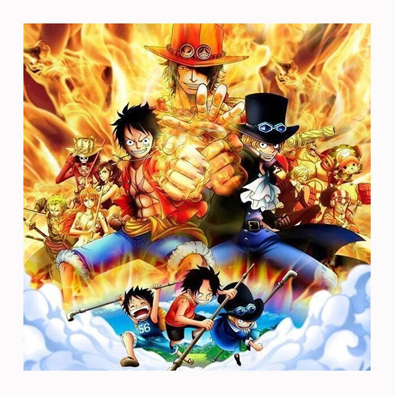 5D Handmade Wall Art Diamond Painting Cross Stitch Japanese Cartoon One Piece Pictures Full Drill Embroidery Diamond Mosaic Gift