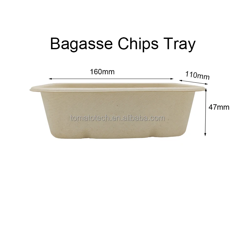 Disposable Biodegradable Sugarcane Bagasse Potato Chips Container