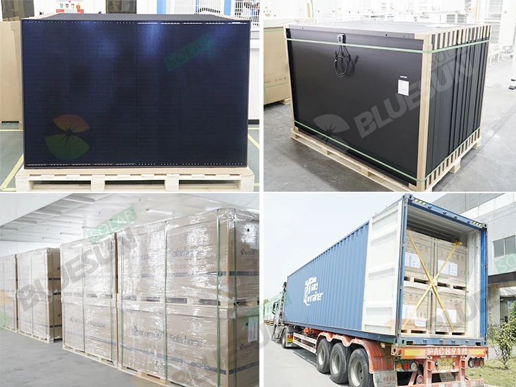 Blusun  all black mono perc solar panel roofing sheets 350w 360w 370w with solar panels CA warehouse price