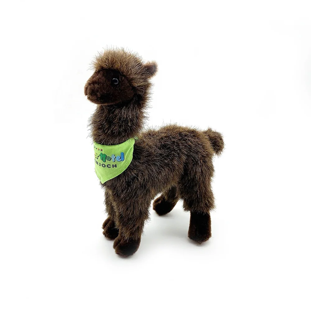 Wholesale custom handmade wool animal llama soft alpaca toy plush cute brown pattern alpaca stuffed baby doll
