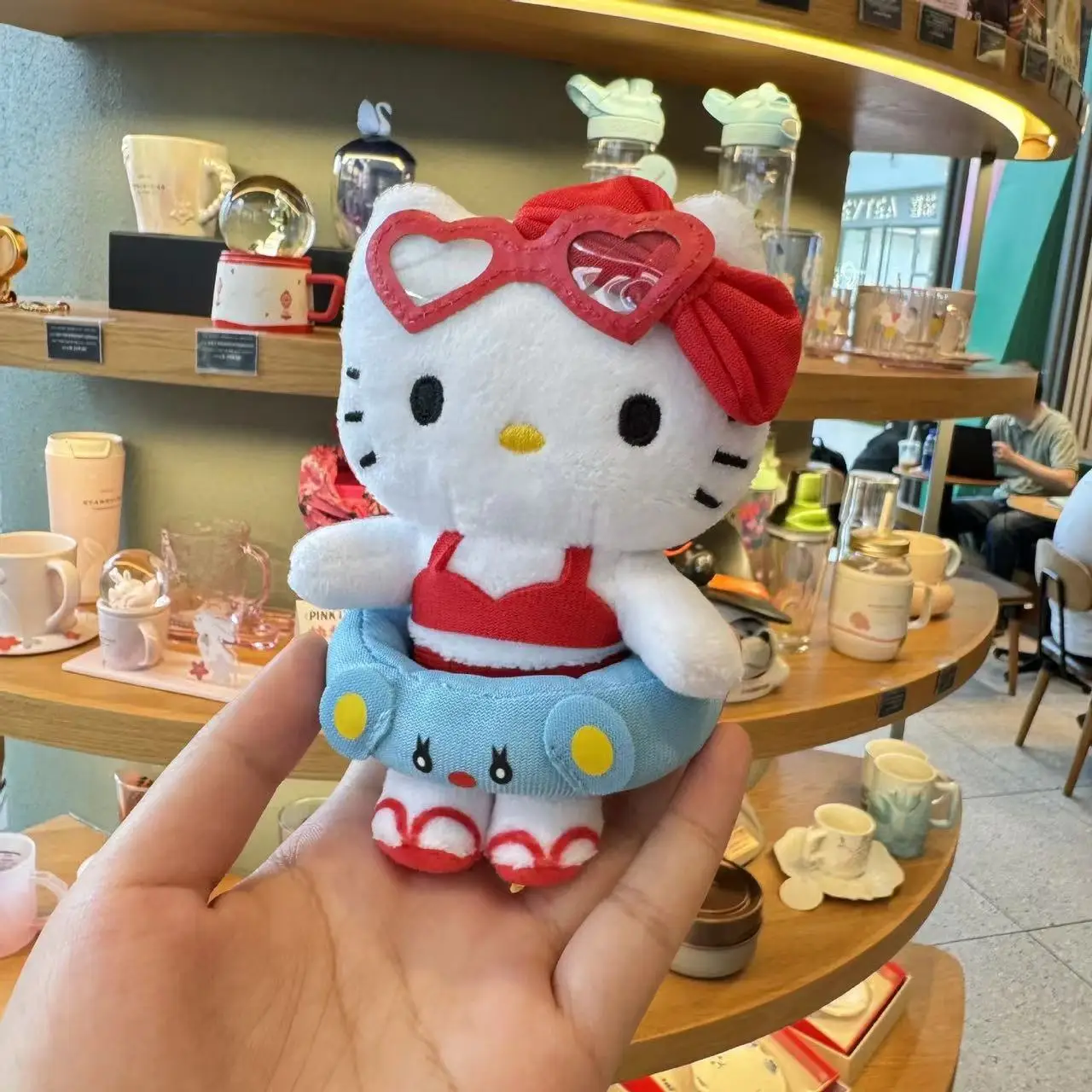 Красные розовые солнцезащитные очки Hawai Kitty плюшевые игрушки брелок бикини плавательные кольца Kt кошка мягкие куклы милая мягкая подушка подарки для девочек