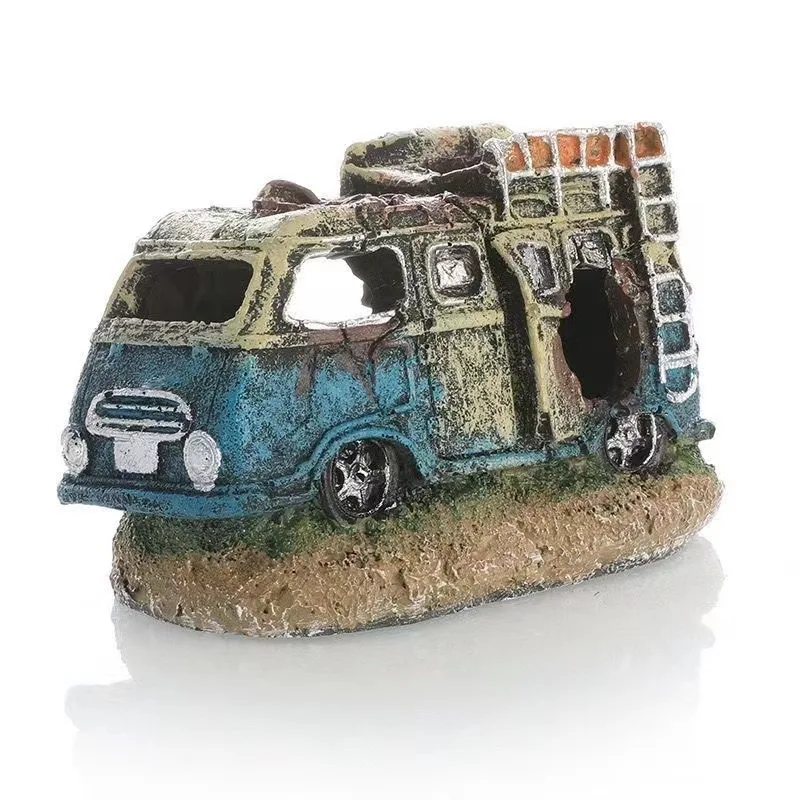 Aquarium Decoration Resin Ornaments Car Wreck Ornament Resin Decoration