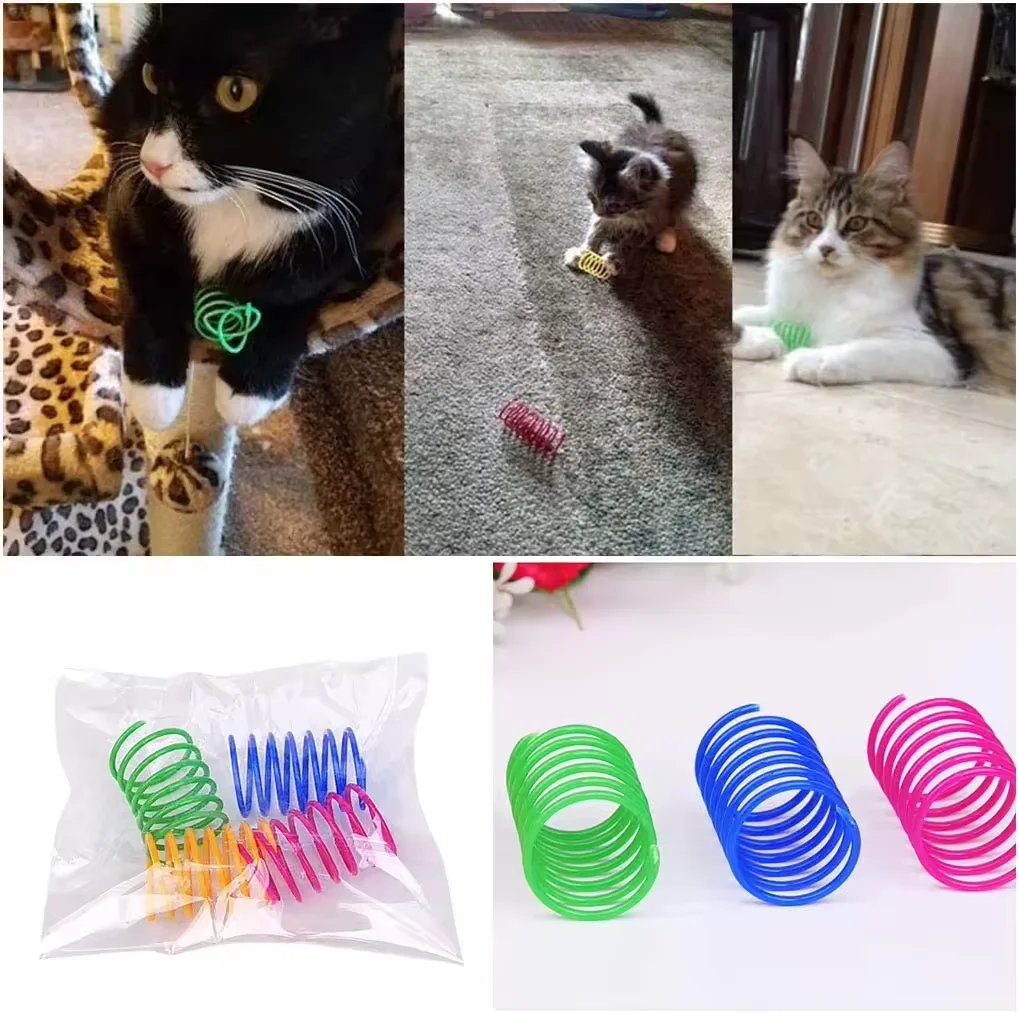 Durable Cat Spiral Spring Toy Creative Interactive Plastic Colorful Toy for Swatting Biting Hunting Kitten Cat Toy