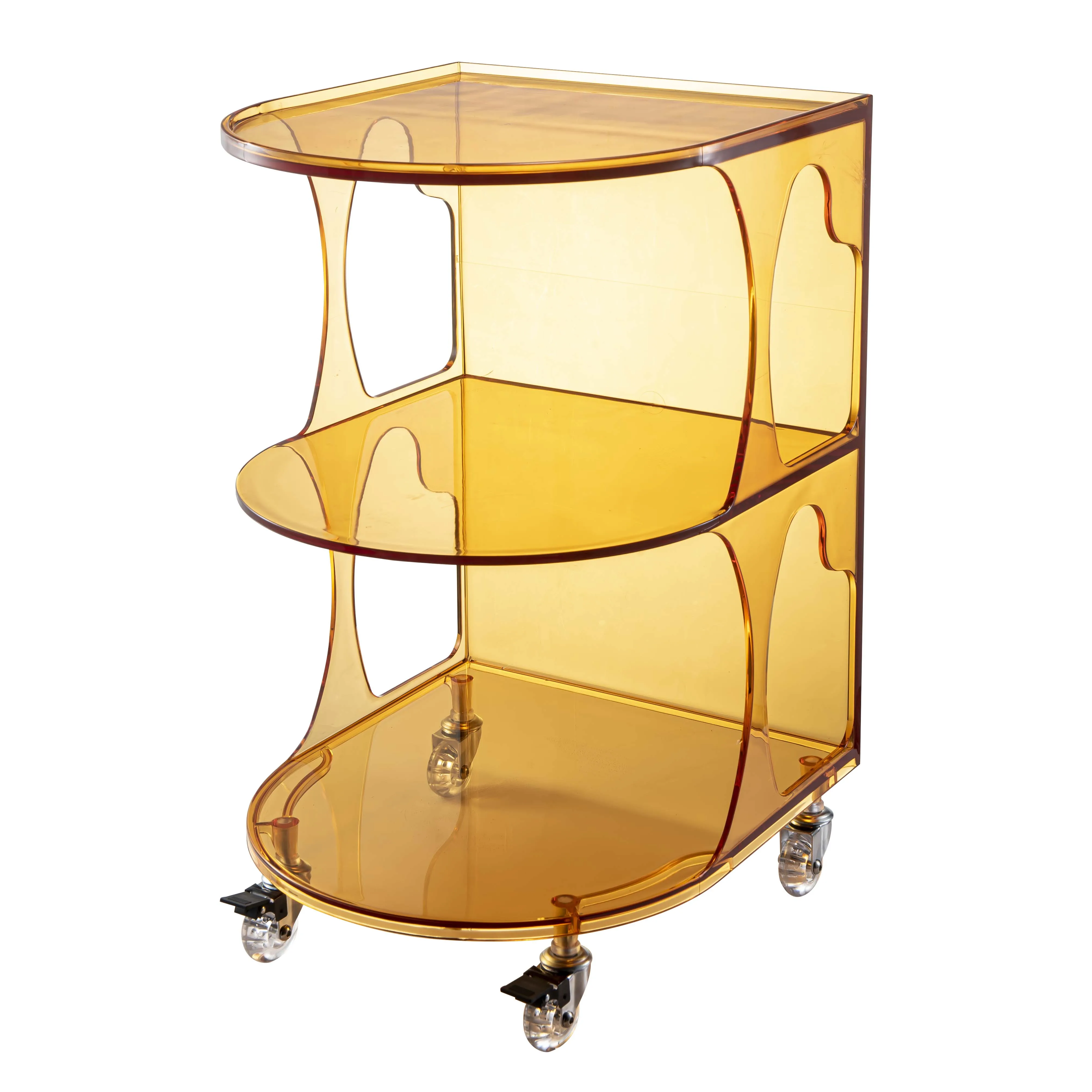 High quality personalized 2 layer simple PC plastic coffee side table end table coffee table modern for living room with wheel