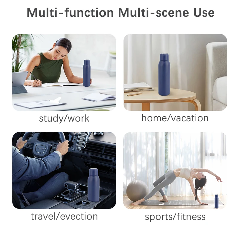 600ml Stainless Steel  temperature thermo Self-Cleaning  water purifying water filter bottle with UV purifier