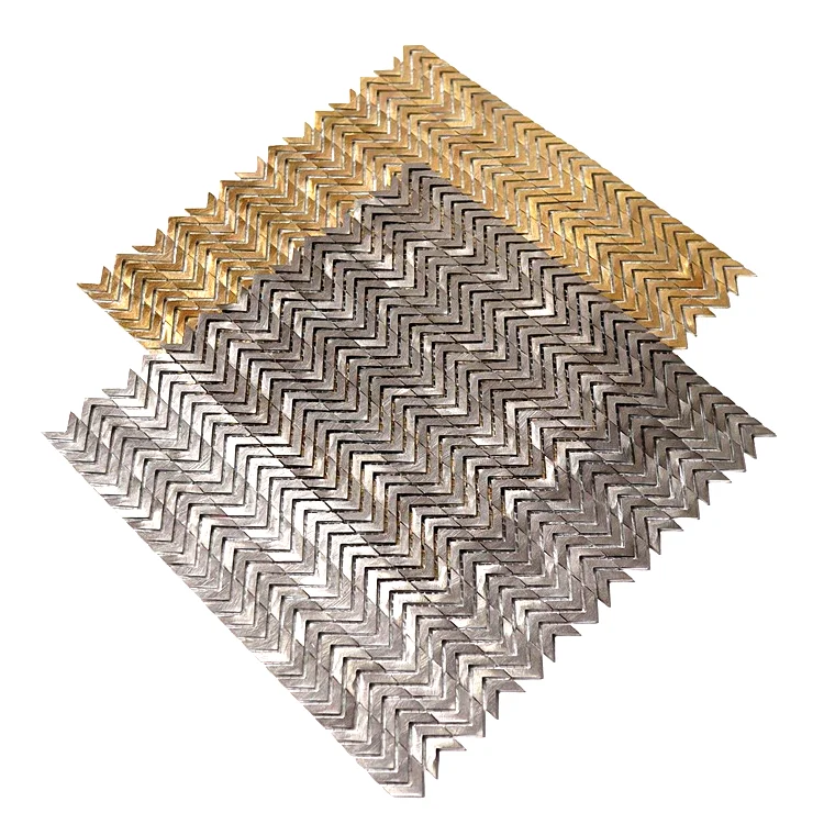 Hot Selling Customized Strip Golden Silver Living Room Bathroom Tile Aluminum Mosaic With Metal
