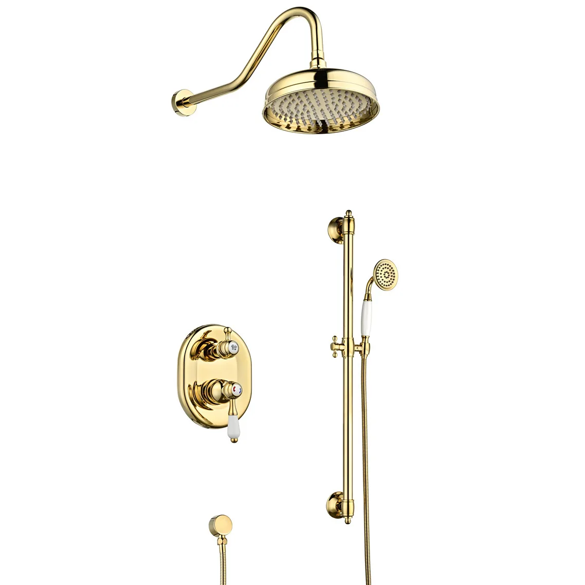 Antique Brass Shower System Slide Bar Shower Faucet Set Wall Mounted Shower Combo Set
