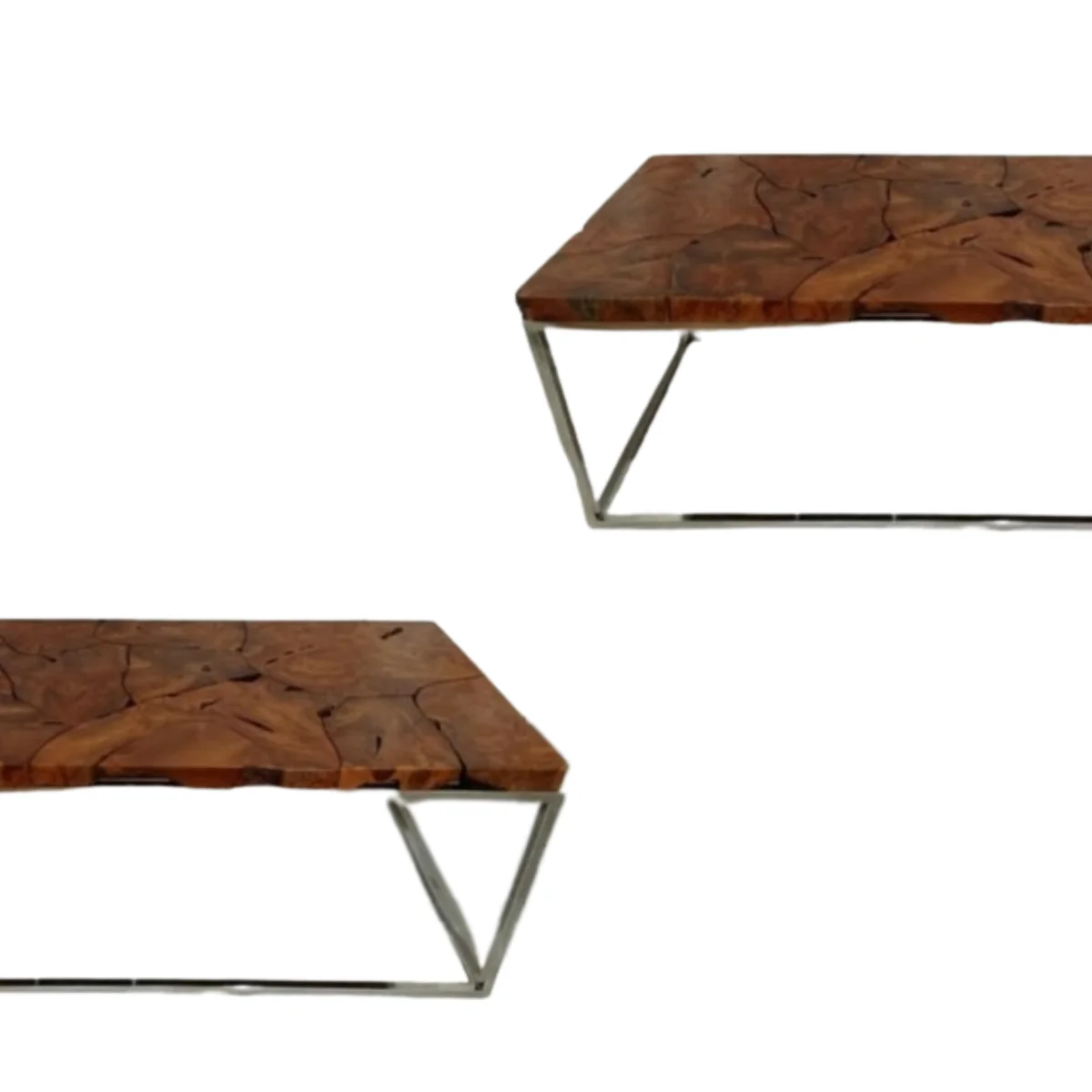Best Quality 120 Teak Root Table with Stainless Steel Legs Outdoor Furniture from Indonesia