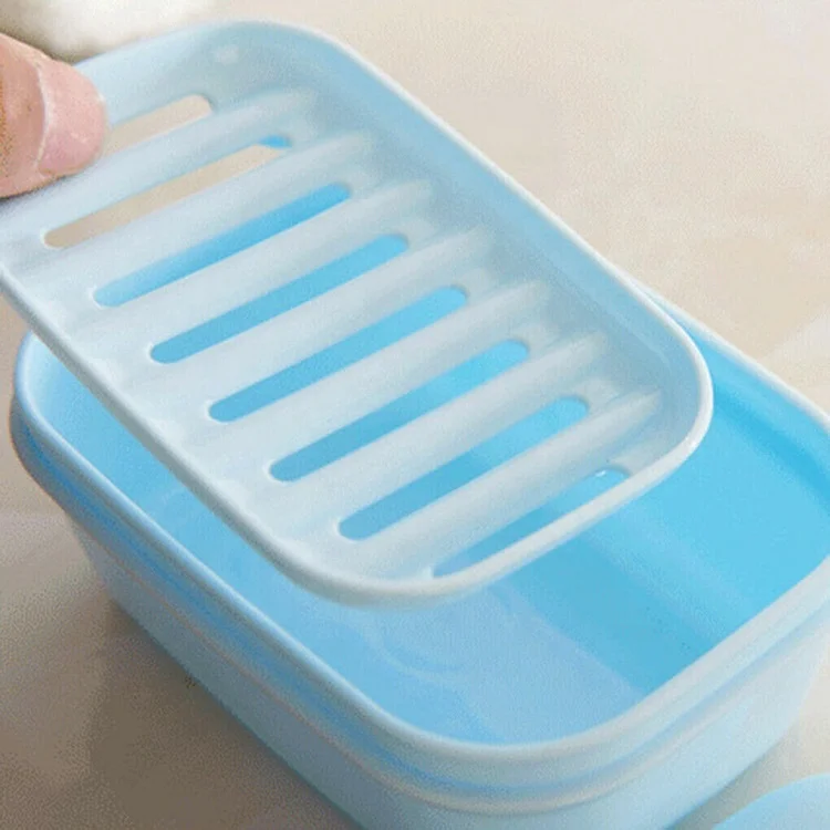 Top Seller 2024 Cheap Fancy Travel Portable Plastic Soap Dish With Container Drain Layer & Box Lid for Soap Case Holder