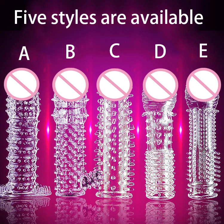 Reusable condoms dotted ribbed delay aid thickening thorn condoms 5 styles soft mace shape spined brambly condom for men