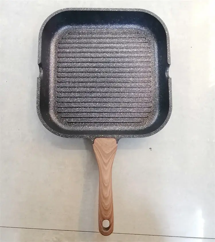 Manufacturers stock steel handle double bottom frying pan sanding non-stick aluminum frying pan